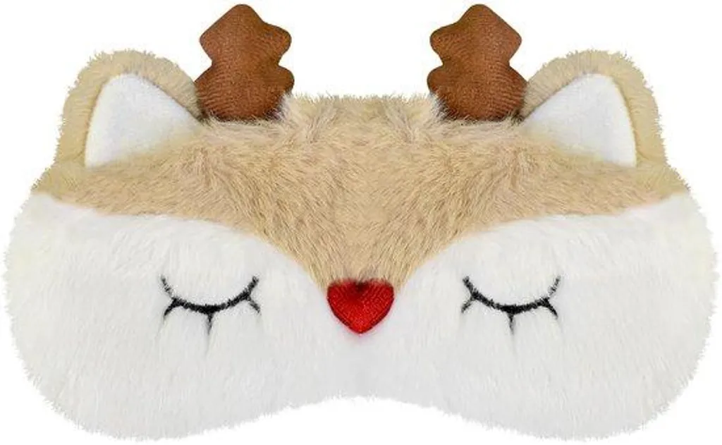 Masque de sommeil doux animal en 3D peluche blanc confort pour enfant