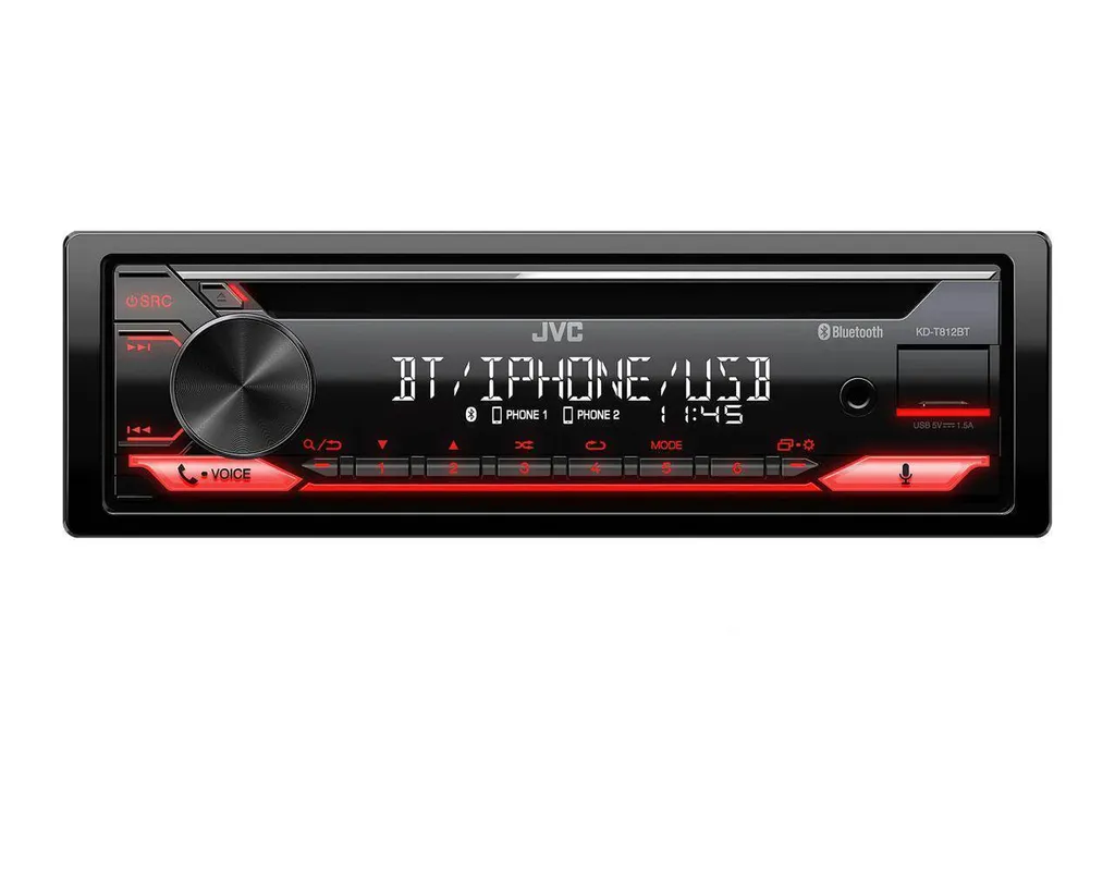 Système Audio Voiture JVC KD-T822BT pour Musique Sans Fil et Appels