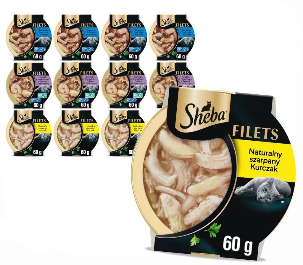 Sheba Filets 12x60g Mokra Karma Dla Kota Mix Smaków w Sosie Zdjęcie produktu 