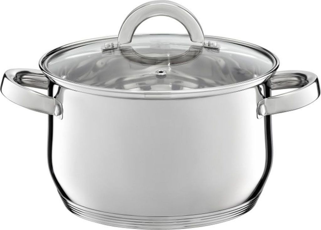 Kuketo | Edelstahl Kochtopf 18 cm Mit Glasdeckel 2,5 L – Produktbild 
