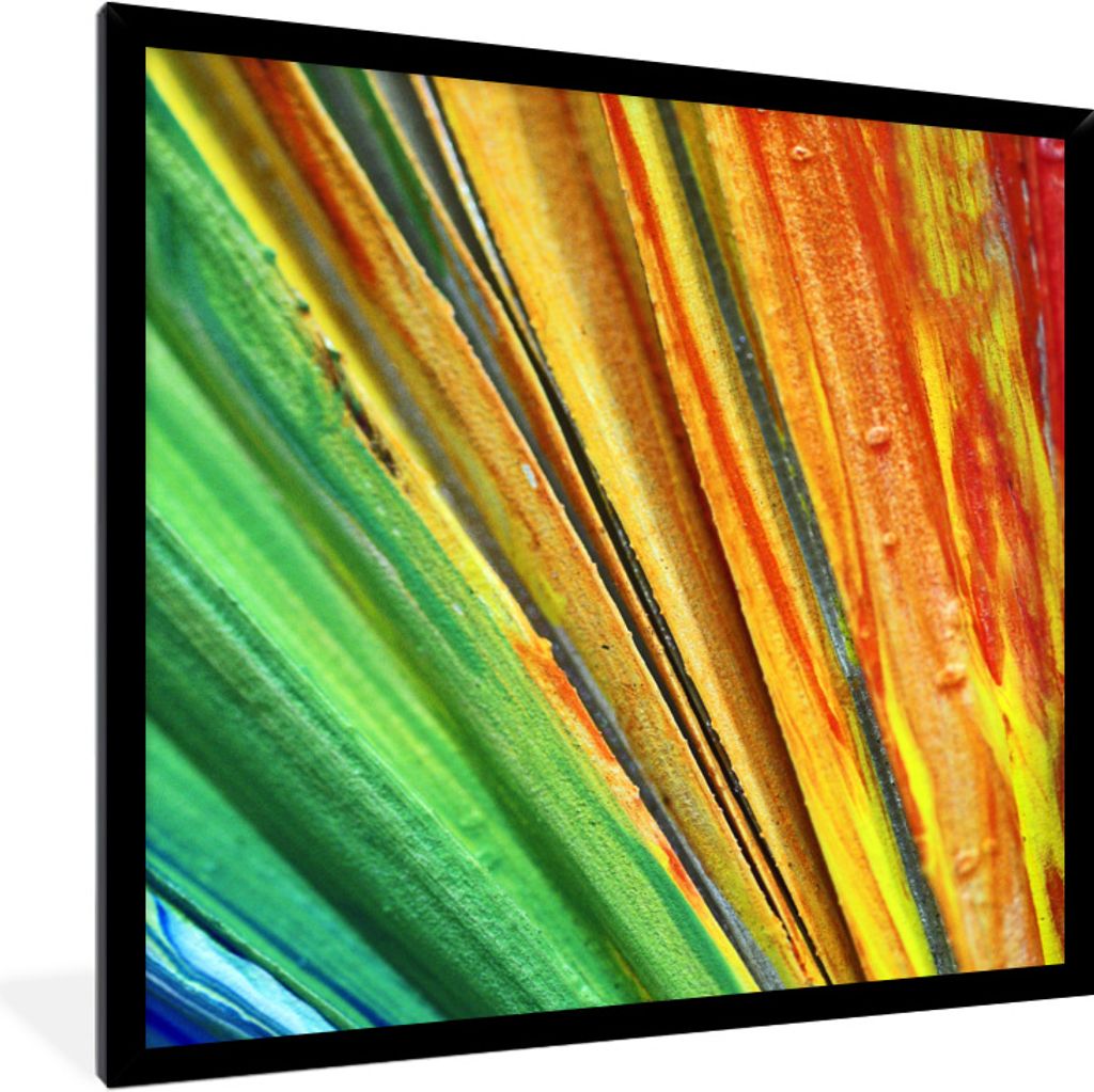 MuchoWow Gerahmtes Poster Buntes Ölgemälde 40x40 cm - Poster mit Schwarzem Bilderrahmen Wandposter Rahmen Foto Bilder - Mit Rahmen - Wanddekora...