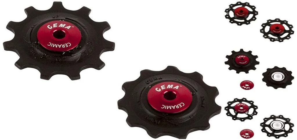 Paire de Galets Cema Alu Noir avec Roulements RVS Inox 9/10/11 Vitesses