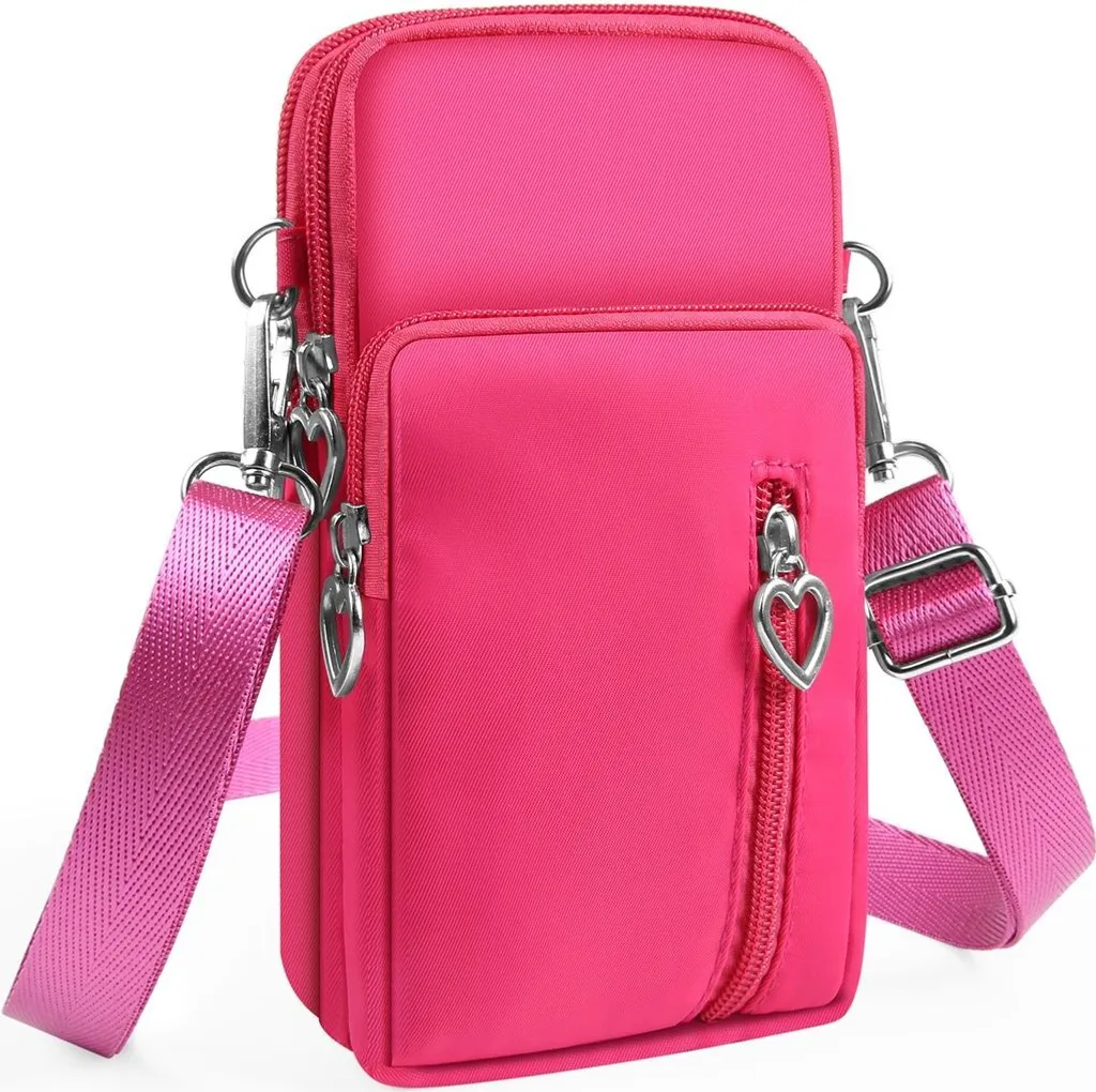 Borsa a Tracolla Multifunzionale Rosa Rosso: Borsello Porta Cellulare
