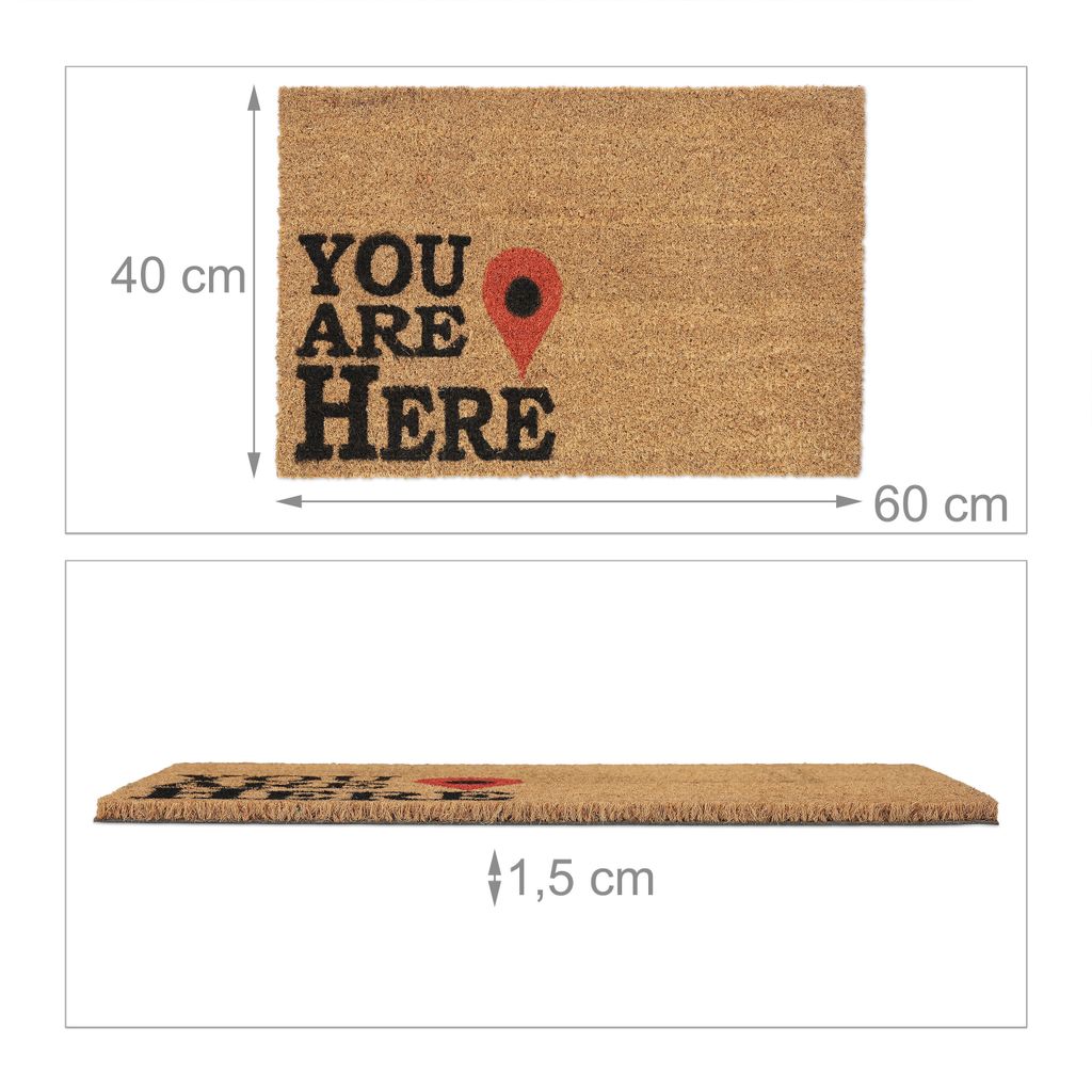 Zerbino 'You Are Here' In Poliammide, 40x60 Cm, Stampa Di Alta Qualità, Robusto