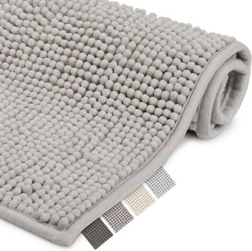 Tapis de bain antidérapant gris clair 50 x 80 cm pour douche et salle de bain