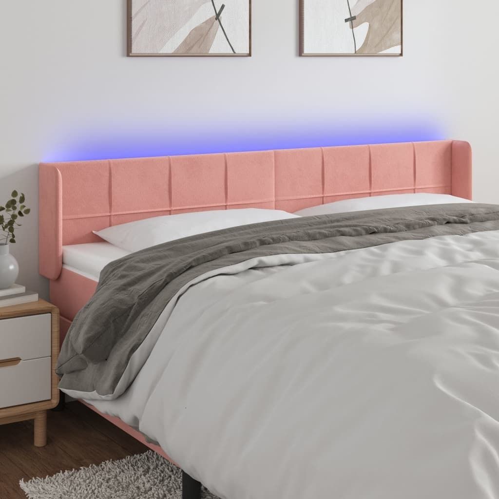 Maison Exclusive - LED Kopfteil Rosa 163x16x78/88 cm Samt