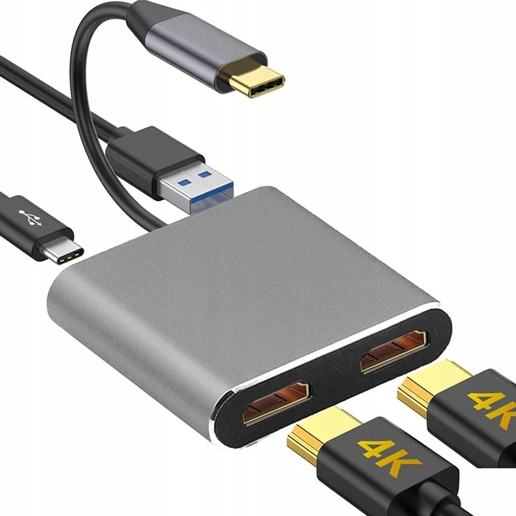 Adaptateur Hub USB C Multi-écran pour Télétravail avec 2 Ports HDMI 4K