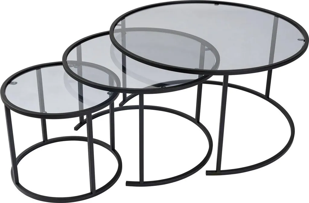 Table basse de salon ronde Rowan noire 80 cm en bois et métal