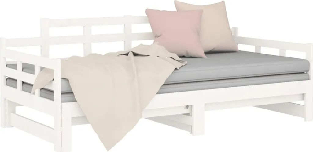 Lit de Jour en Pin Massif Blanc Modulable 180x200 cm Structure Robuste - 12