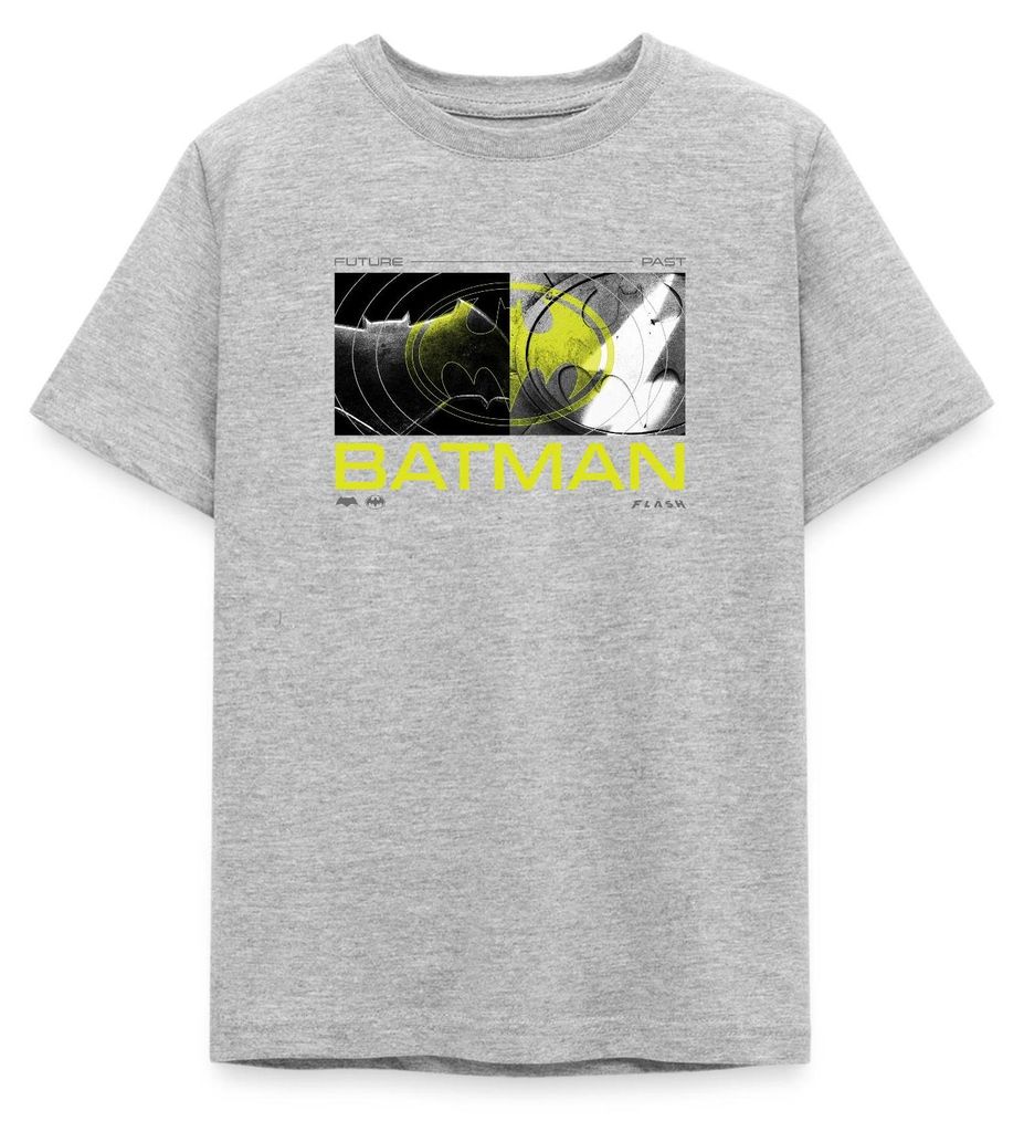 Spreadshirt The Flash Und Batman Zukunft Und Vergangenheit Teenager T-Shirt, 134/146 (9-11 Jahre), Grau meliert