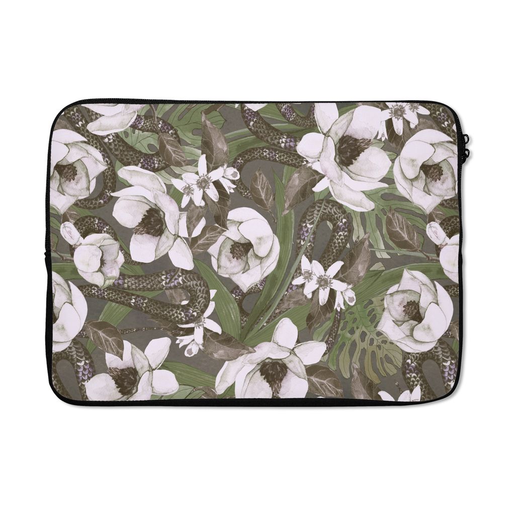 MuchoWow Laptop Hülle 14 ZollBlumen - Dschungel - Muster Laptoptasche - Laptoptasche - Stoßsicher - Schutzhaube