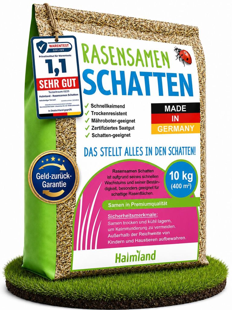 halmland Premium Schattenrasen Samen schnellkeimend 10kg = Produktbild 