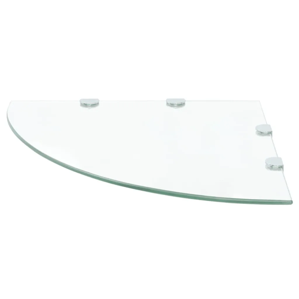 Tablette d'angle verre transparent 8mm et fixations chromées 45 cm