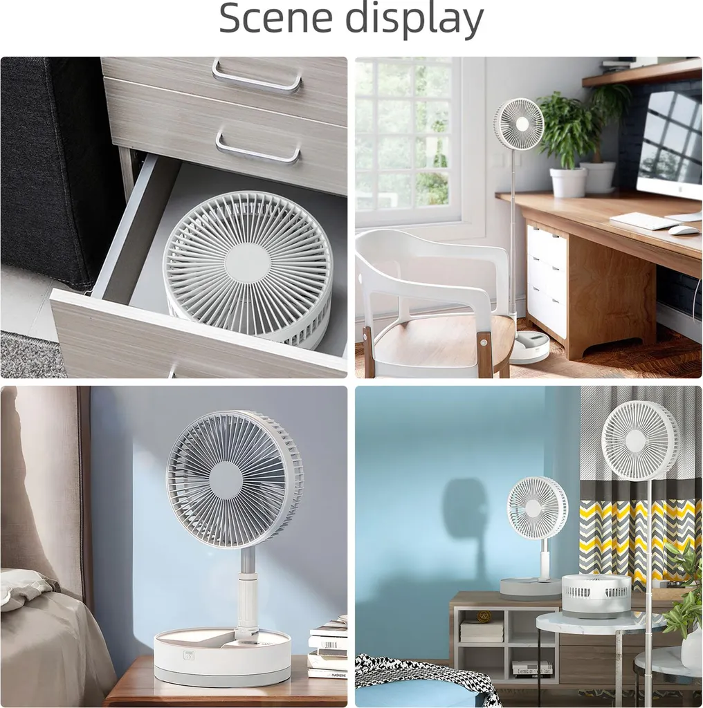Ventilateur silencieux 4 vitesses avec batterie Type-C et veilleuse LED - 7