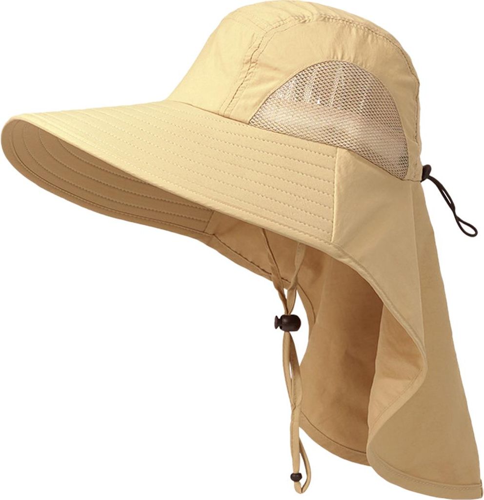 Outdoor-Herren-Sonnenschutzkappe UPF 50+, breitkrempiger Angelhut mit Nackenschutz, Wanderhut für Herren