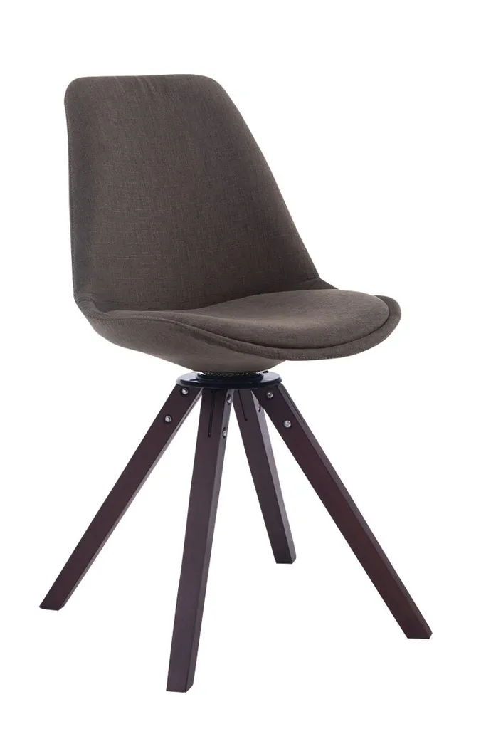 Chaise Visiteur Troyes Pivotant en Tissu et Noyer Square Gris Foncé