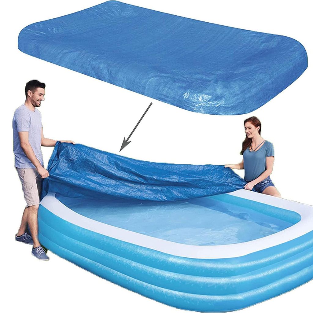 Rechteckige Poolabdeckung 305 x 183 cm,wasserdicht, staubdicht, robustes PE-Material,Abdeckplane für Frame Pool für Garten und Familienpools