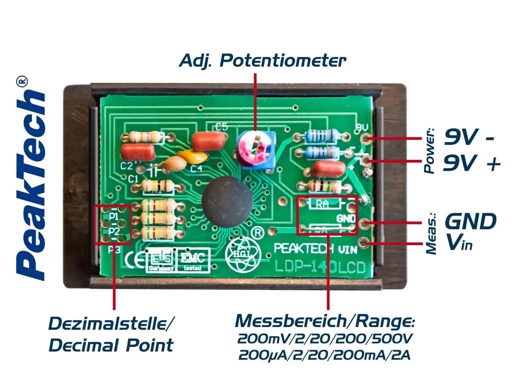 Module de Mesure de Tension LCD 13mm pour Tableau Électrique PeakTech - 3