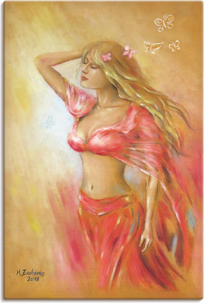 ARTland Leinwandbild Verführerisches Mädchen im roten Kleid Größe: 40x60 cm