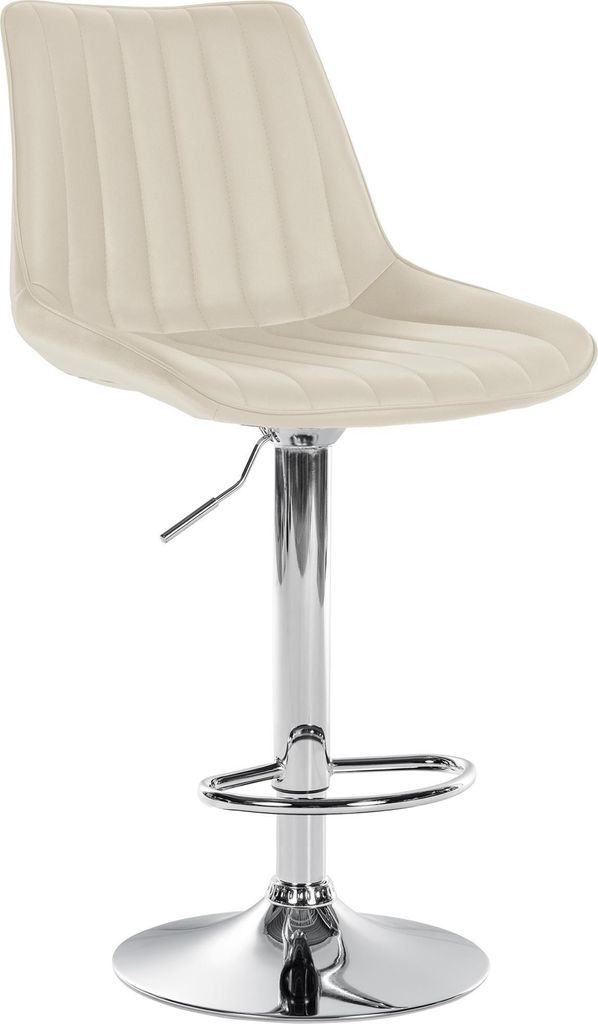 CLP Barhocker Toni Kunstleder drehbar und stufenlos höhenverstellbar Farbe creme Gestell Farbe chrom