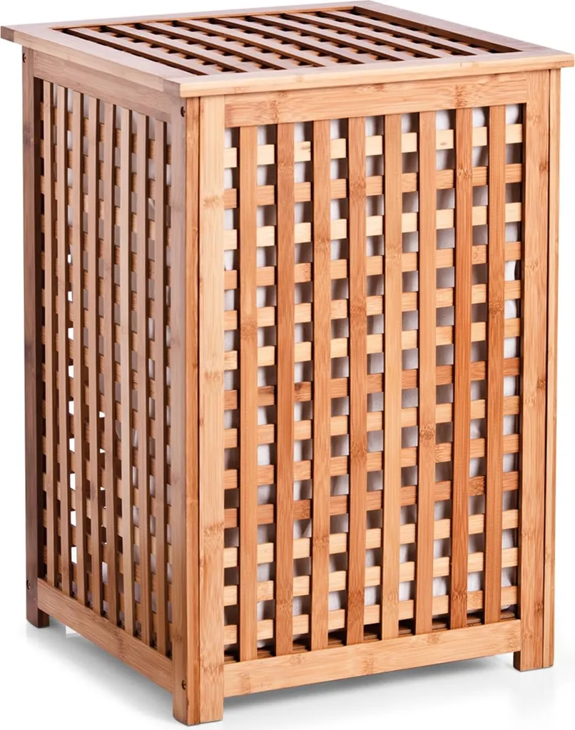 Panier à linge bambou Zeller : fini le désordre et l'humidité marron 40cm