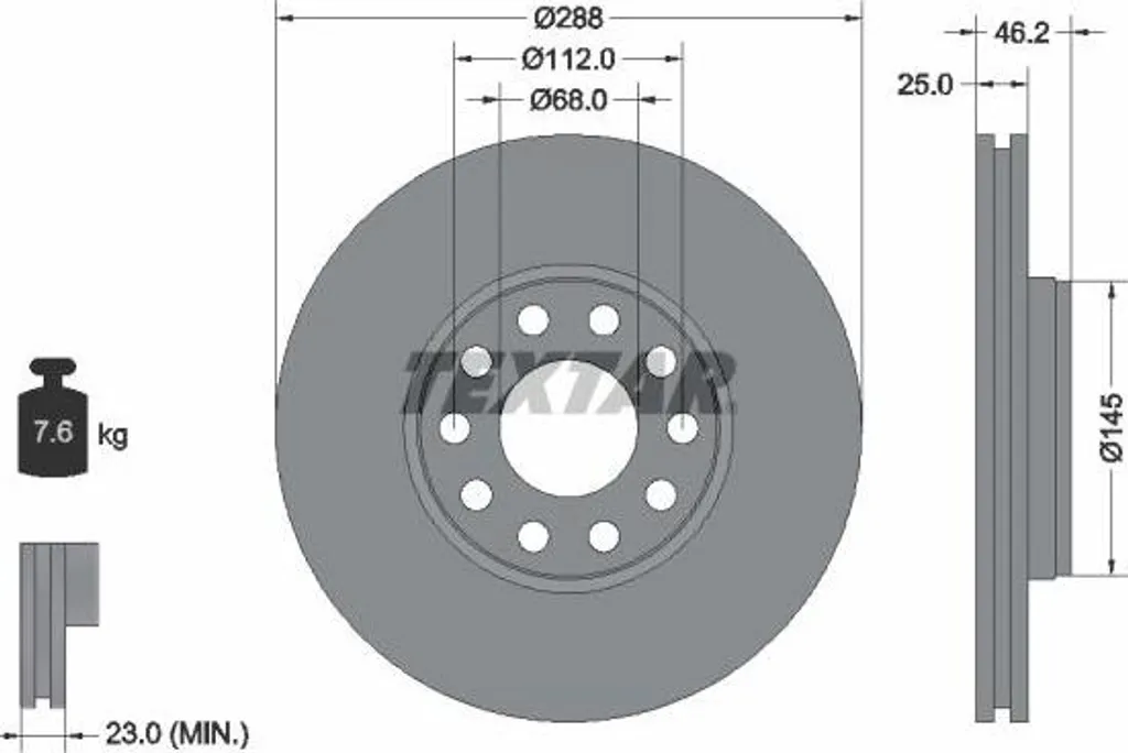 Disque de frein pour Volkswagen Passat 3B et Skoda Superb - Textar OE