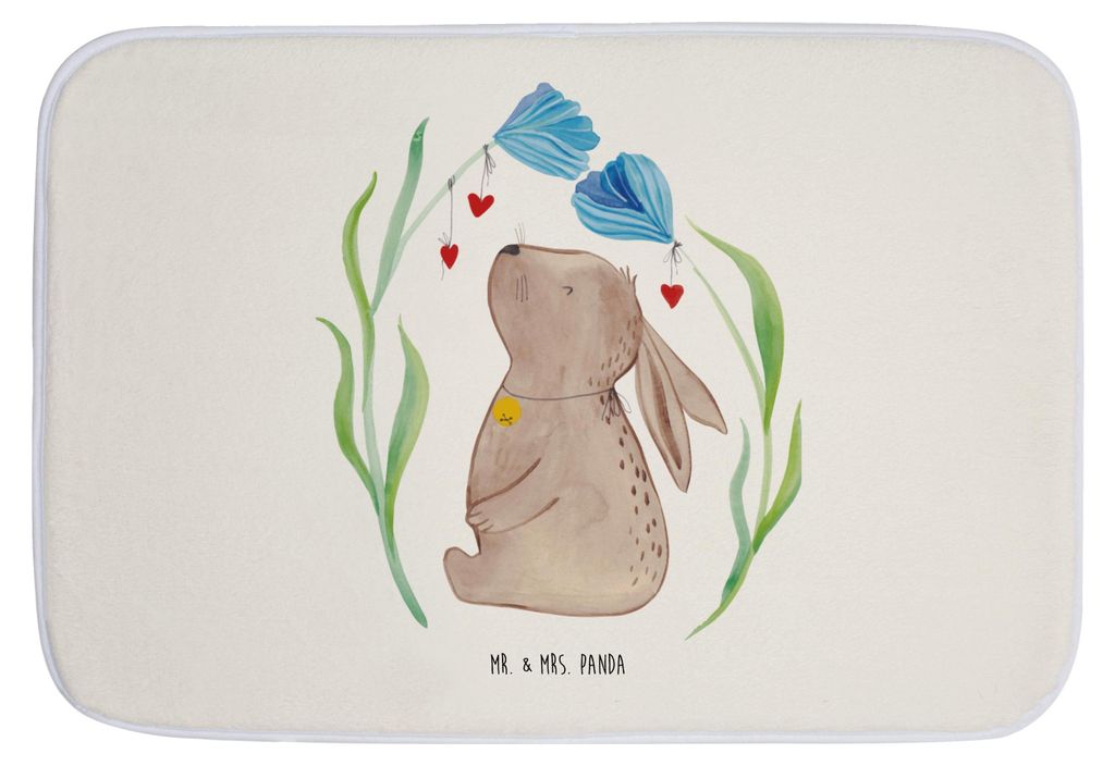 Mr. & Mrs. Panda Badteppich Hase Blume - Weiß - Geschenk, Produktbild 