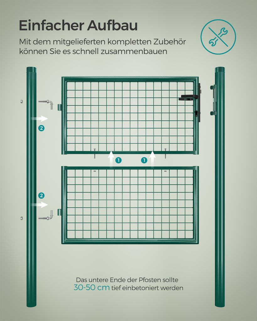SONGMICS Gartentor, Gartentür, verzinkter Stahl, Produktbild 6