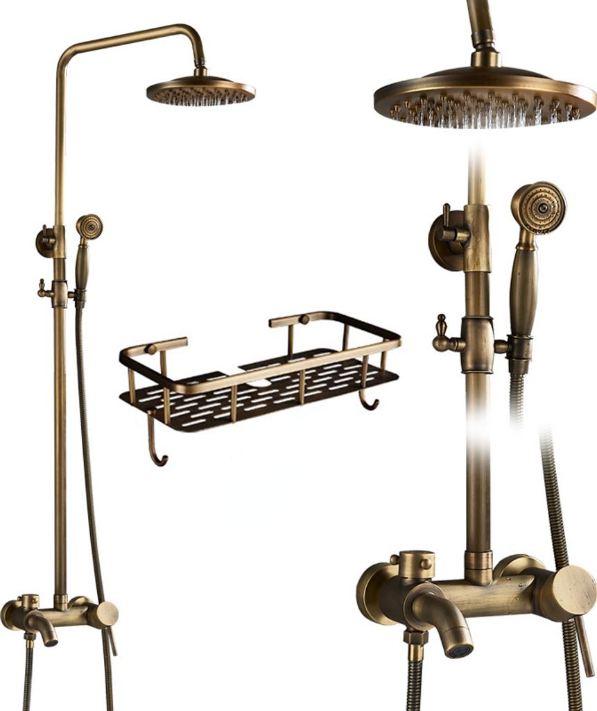 Retro Regenduschsystem Handbrauseset Badezimmer Kit Regendusche, B02