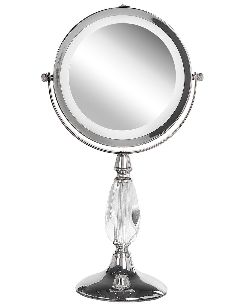 BELIANI Make-up zrcátko stříbrné kulaté oboustranně otočné Obrázek produktu 