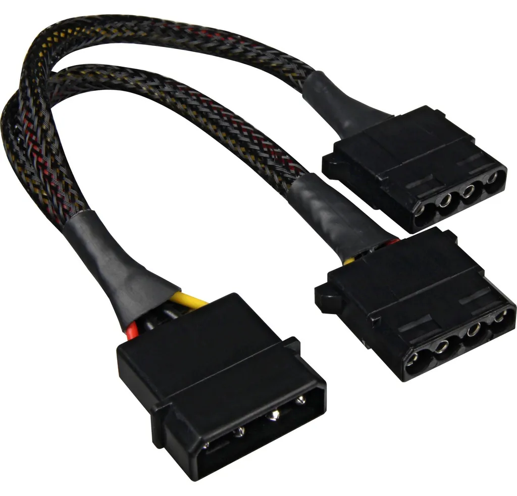 Adaptateur SATA Sharkoon Double Sortie 15cm Câble d'Alimentation Robuste