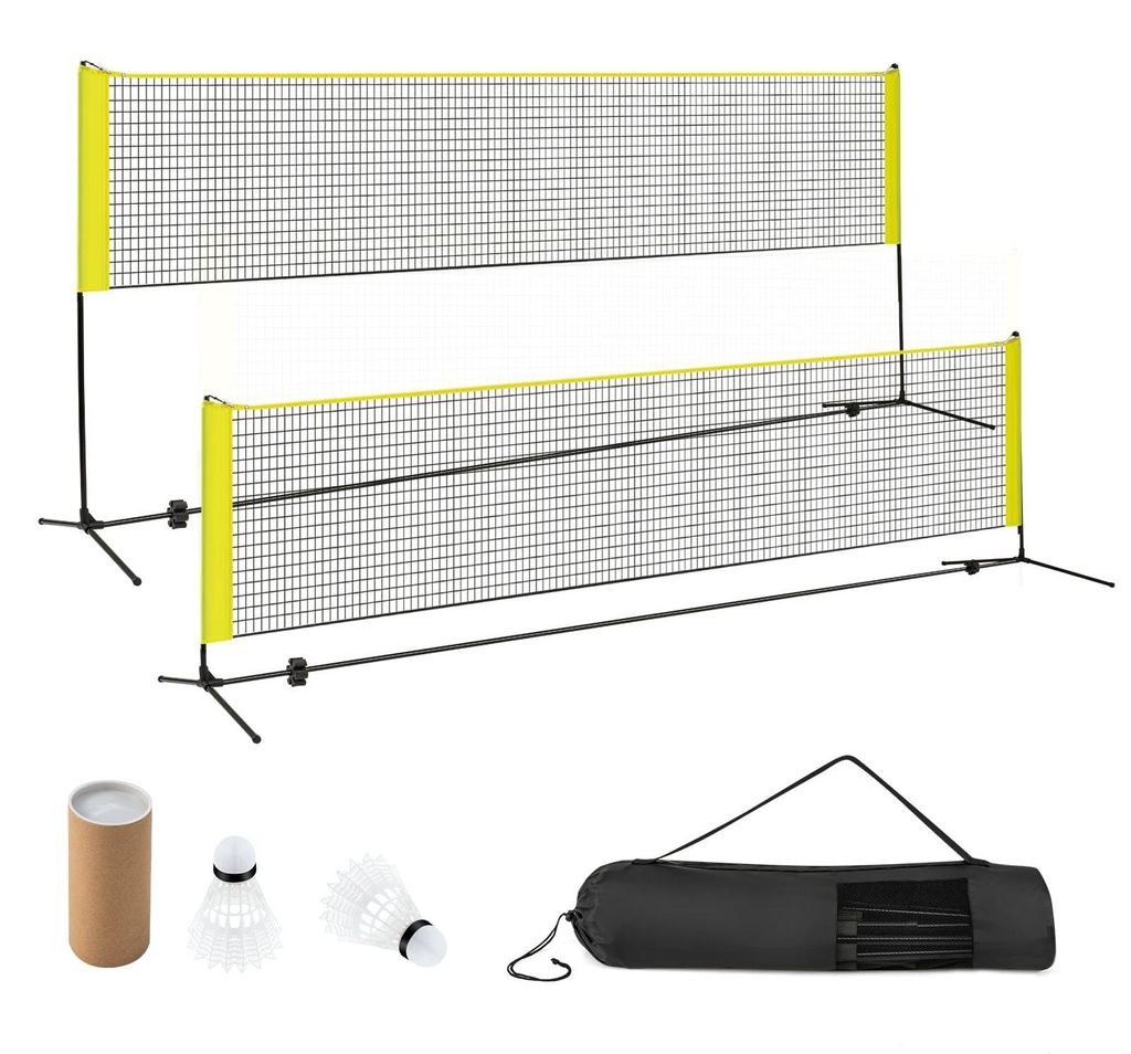 Verstellbares Badmintonnetz-Set mit Ständer und Tragetasche