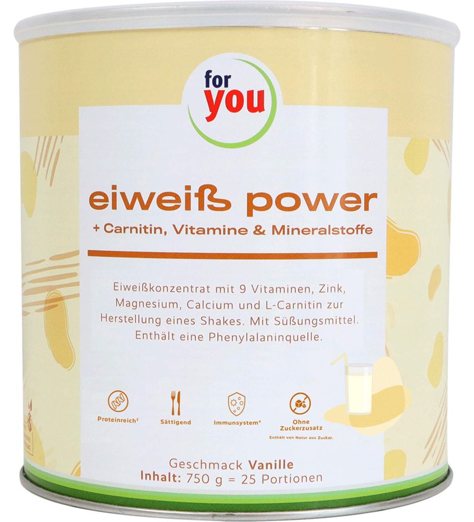 for you Eiweiß Power Pulver Geschmack Vanille, 750 g Pulver Produktbild 