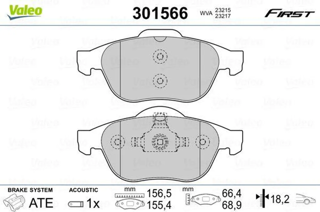 Jeu de Plaquettes de Frein Valeo 301566 OE 410600012R Scenic et Laguna