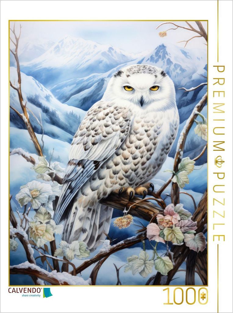 CALVENDO Puzzle Schneeeule | 1000 Teile Lege-Größe 64x48cm Foto-Puzzle für glückliche Stunden