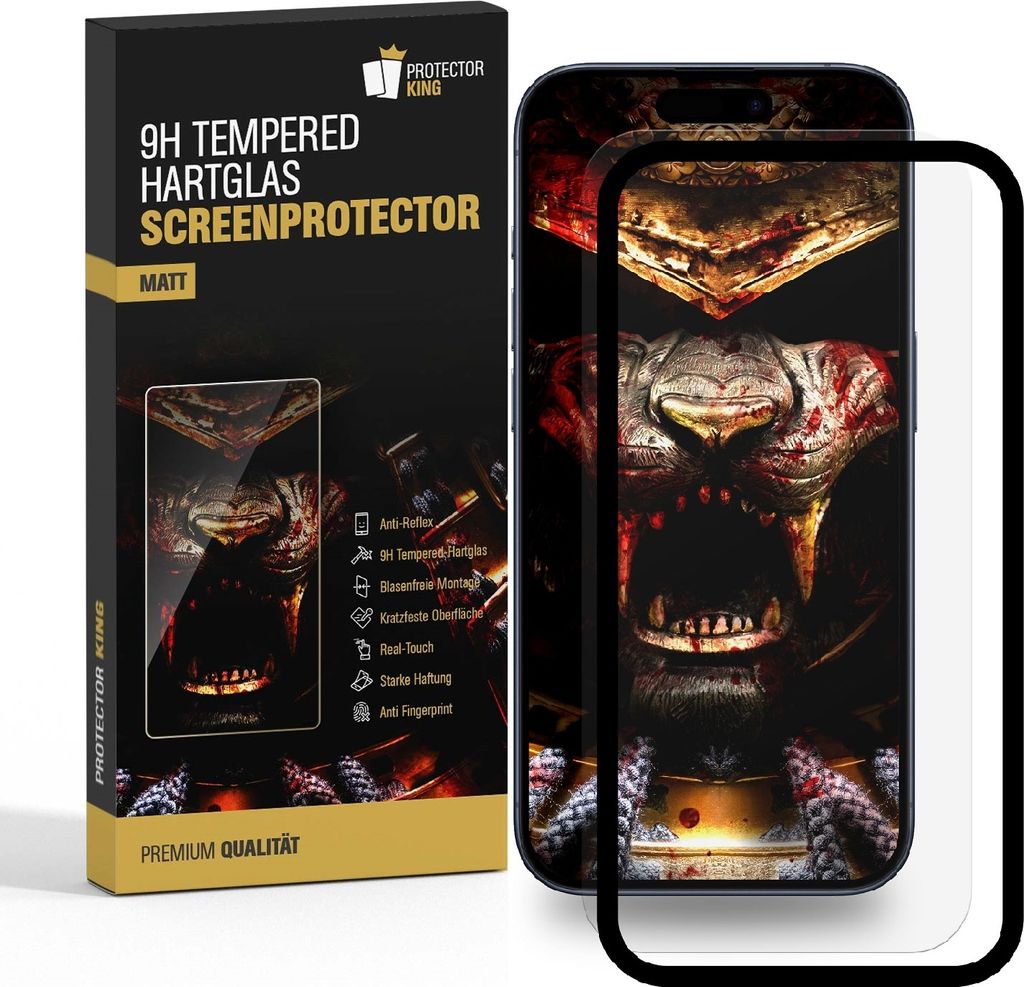 3x 9H Panzerglas für iPhone 16e matt Anti-Reflex entspiegelt mit Montagehilfe echtes Tempered Glass Panzerfolie Displayschutz Schutzglas Schutzfol...