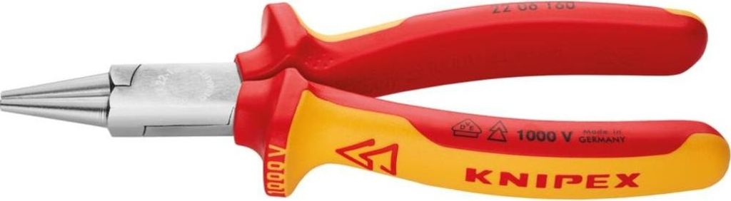 Pince ronde VDE 160 mm avec poignée ergonomique Knipex | Image du produit 