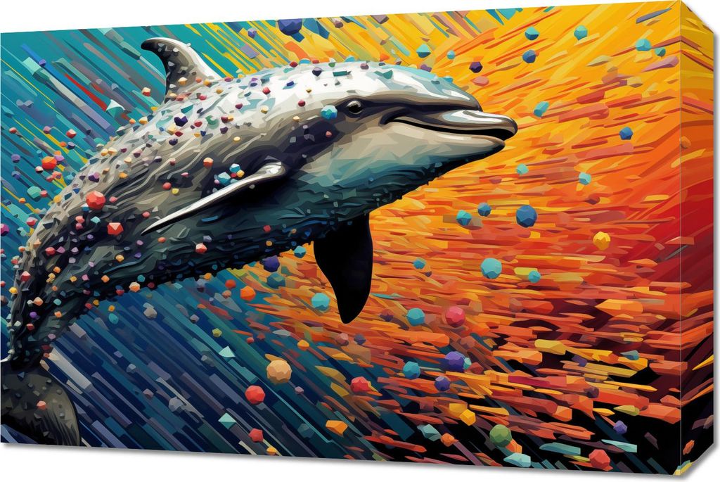 Bild 60x40cm Delfin in Farbpalette