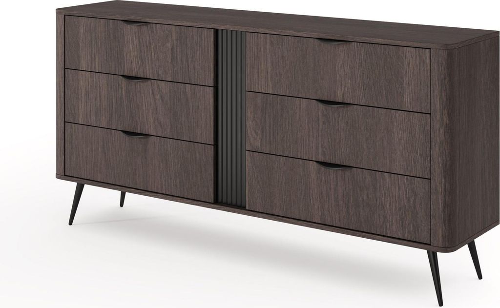 YOURHOUSE24 Kommode Veris C Dunin Eiche/Schwarz 163x81x38 cm