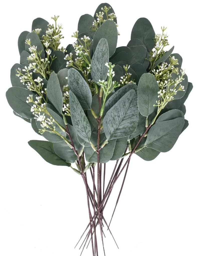 Plantes Artificielles Eucalyptus 28 cm, Bouquet Décoratif pour Maison