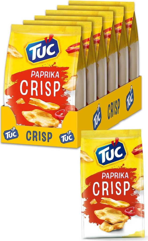 TUC Crisp Paprika 6 x 100g I Salzgebäck Großpackung I Kross Produktbild 