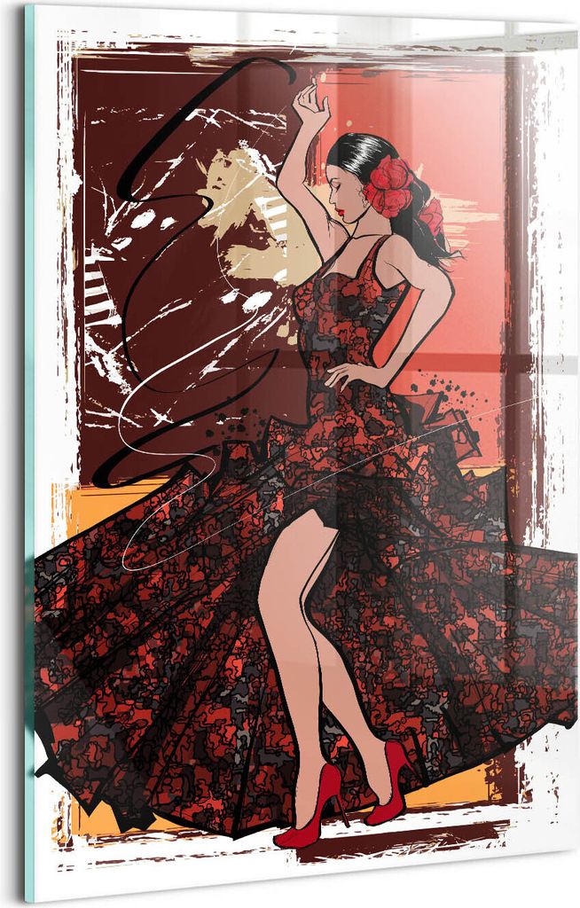 Designer Glasbild - Wandbild - Glas Bild - 20x30 cm - Frauenillustration