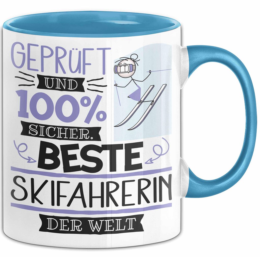 Beste Skifahrerin Der Welt Tasse Geschenk für Eine Skifahrerin Und Sicher Geschenkidee Geburtstag Weihnachten (Blau)