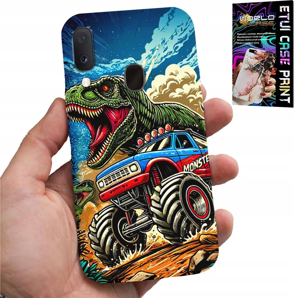 Hülle Für Samsung Galaxy A40 - Dinosaurier Im Monstertruck-Design Für Kinder