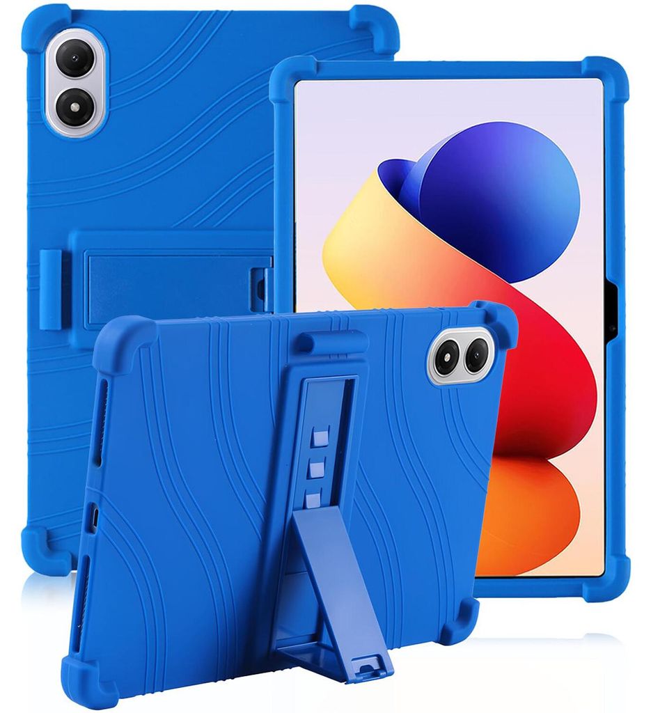 Tablet Hülle für Xiaomi Redmi Pad 2 Pro 2025 12,1", Stoßfeste Weiches Silikon Schutzhülle mit Standfunktion Blau