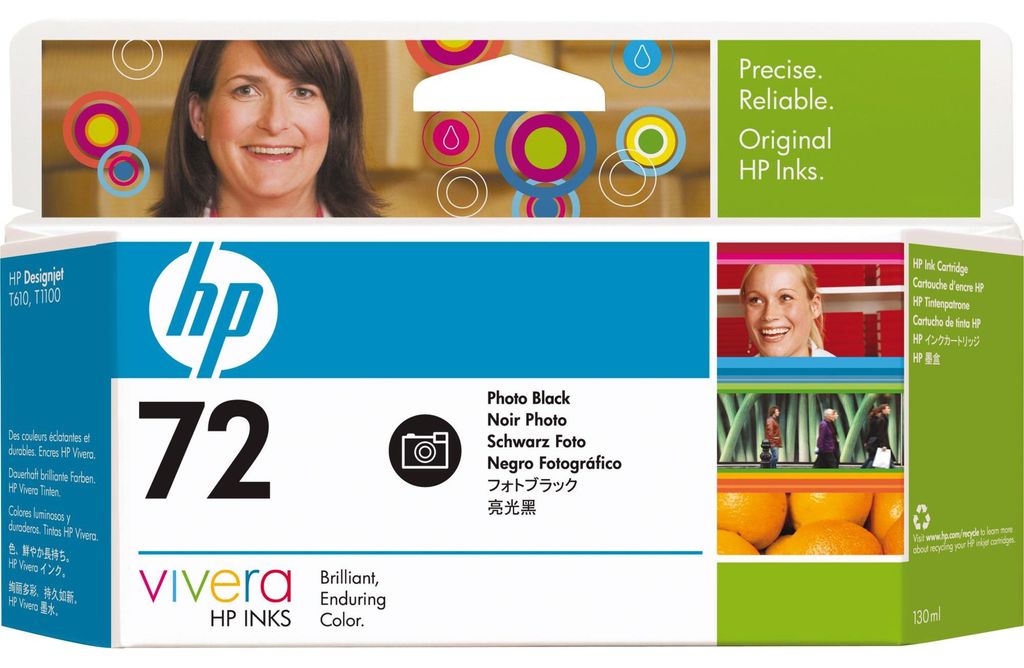 HP C 9370 A Tintenpatrone Foto schwarz Vivera       No. 72 Produktbild 