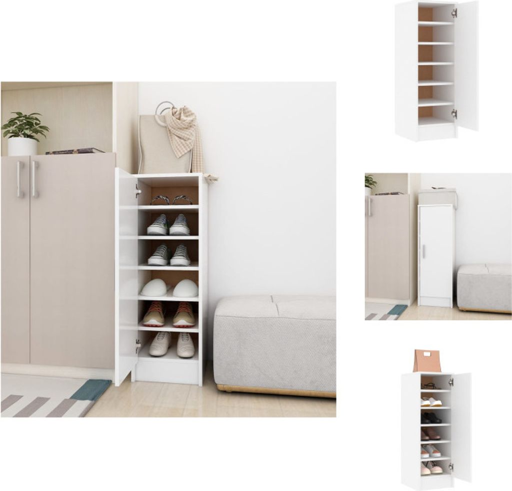 vidaXL Schuhschrank Weiß 32x35x92 cm Holzwerkstoff - Schuhregale & -schränke