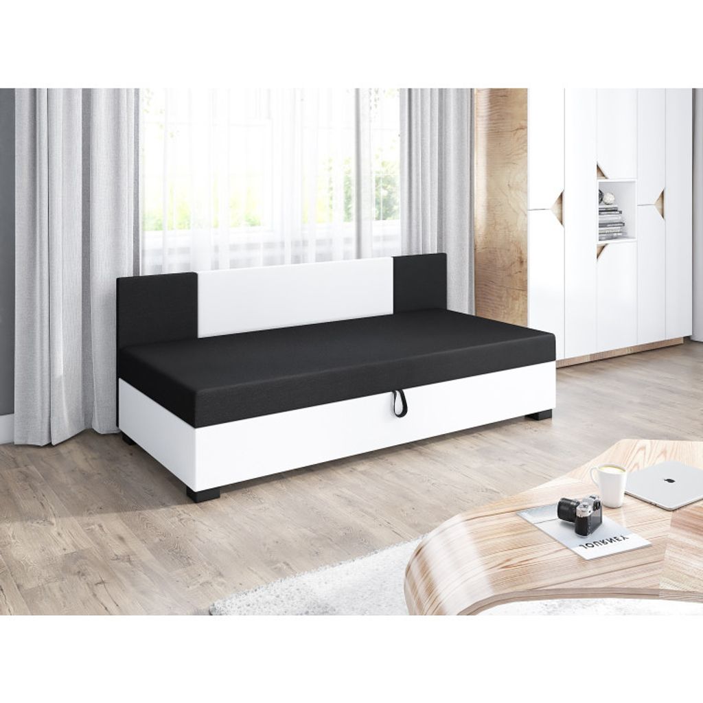 Gepolstertes Einzelbett 120x195 POLYNA 1 - schwarz/weiß