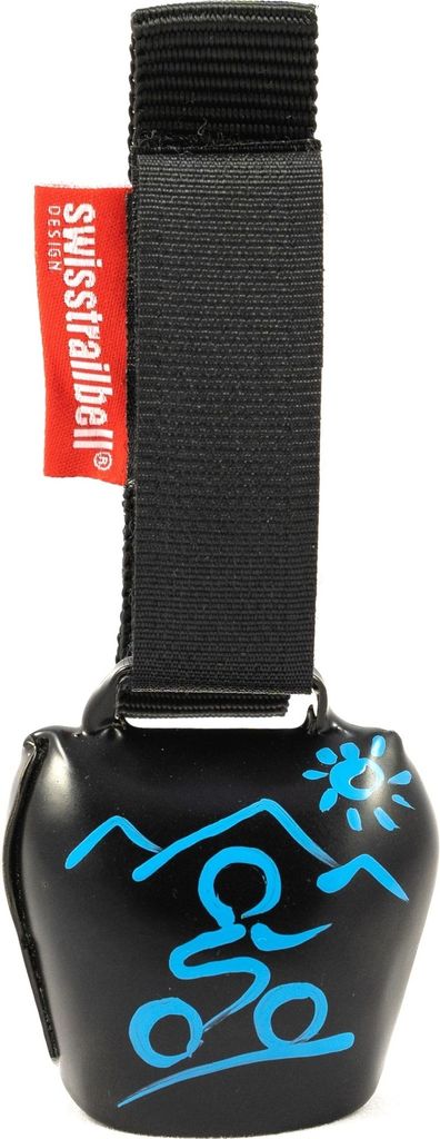 swisstrailbell® Fahrradklingel, Deep Black mit blauem Produktbild 