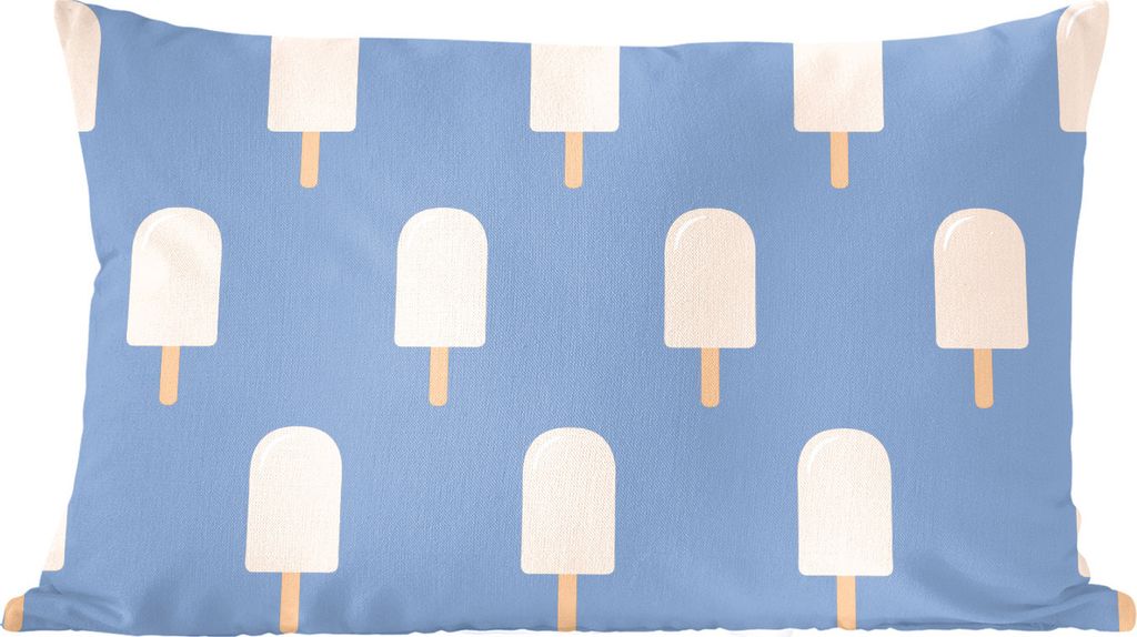 MuchoWow Zierkissen Sofakissen Wohnzimmer Dekokissen 50x30 cm Eiscreme - Muster - Blau - Wohnzimmerdekoration - Polster mit Photo